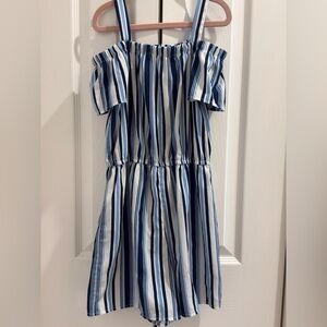 Blue and White Striped Kids Romper